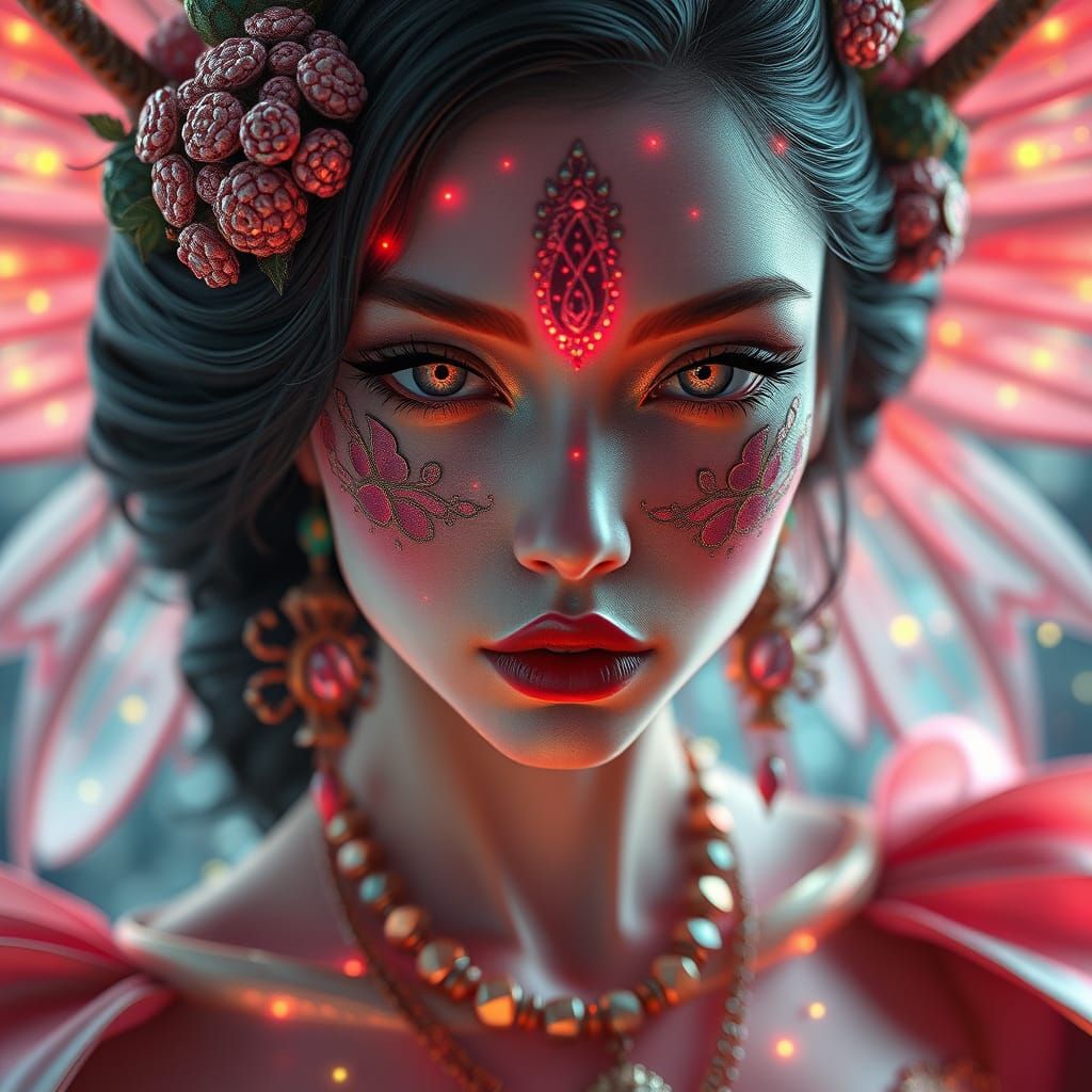 Enchantress of Whimsical Wonder in Vibrant Digital Art