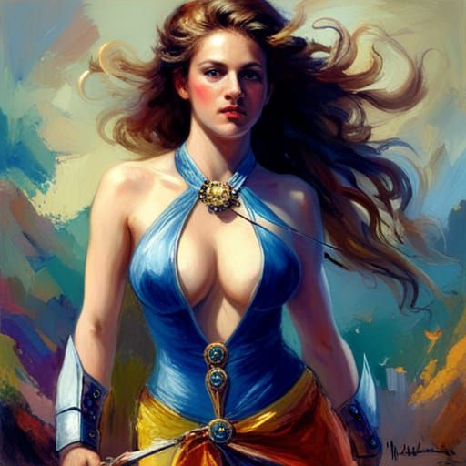 Sagittarius Bride: Zodiac Portrait in Digital Art Style