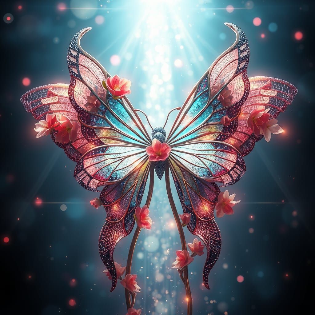 Majestic Butterfly Bow in a Digital Painting Style