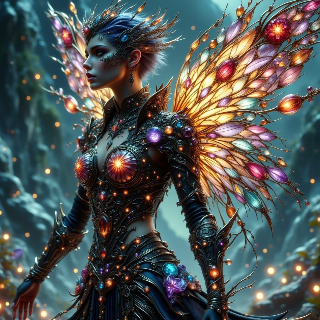 Crystal Fairy Warrior in Art Nouveau Style