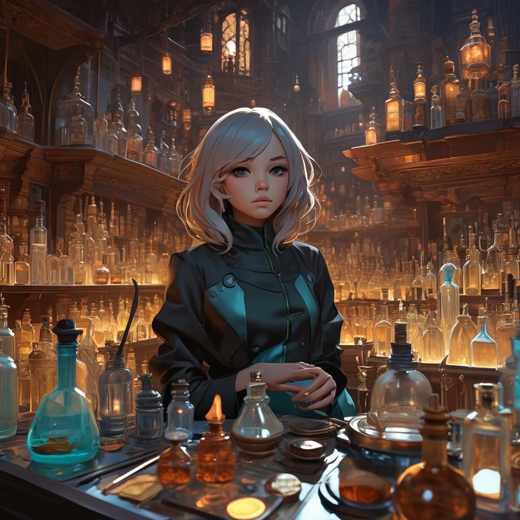 Enchanted Alchemist Portrait in Striking Painterly Style