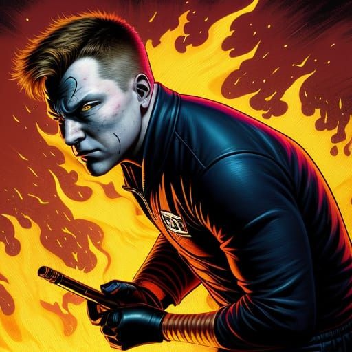 Pyro Comic Book Art in Smooth Style