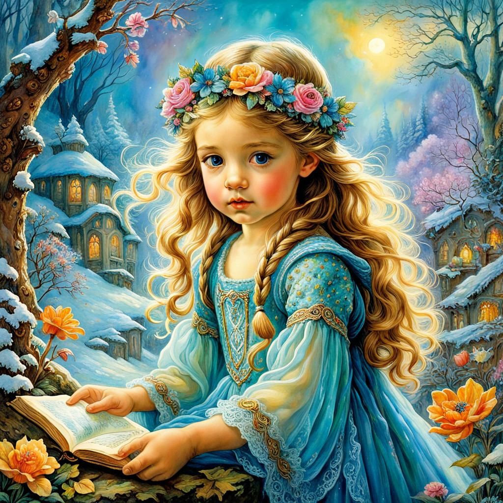 Fairy Tale Baby Creature in Autumn Winter Watercolor
