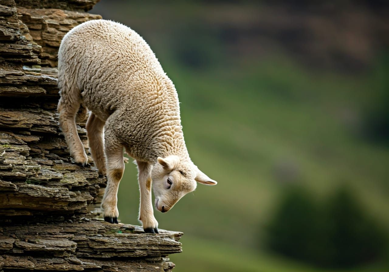 Anxious Lamb's Perilous Cliffside Adventure