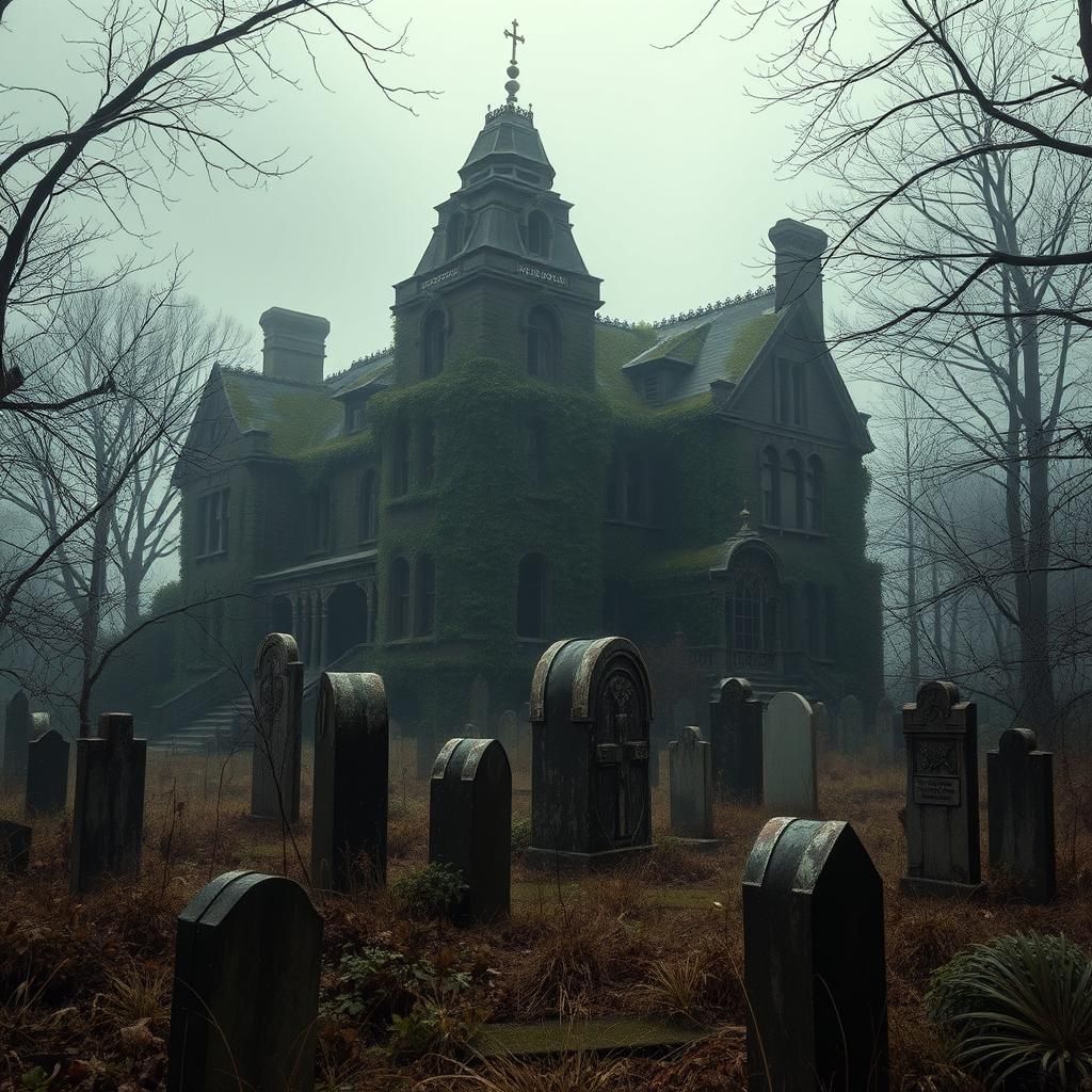 Eerie Victorian Mansion in Beksiński-Giger Style