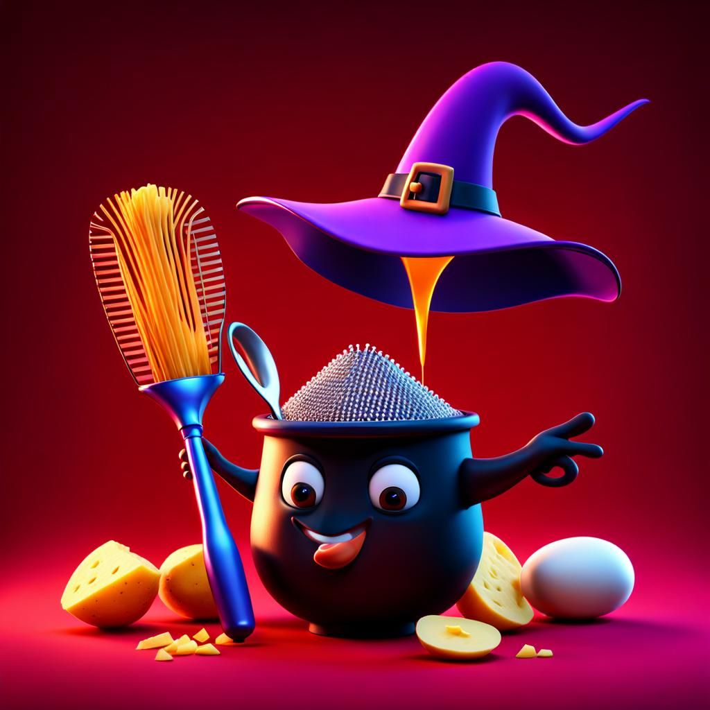 Spooky Kitchen Utensils in Pixar Style