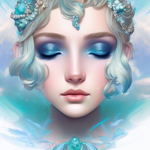Ocean Goddess Portrait in Art Nouveau Style