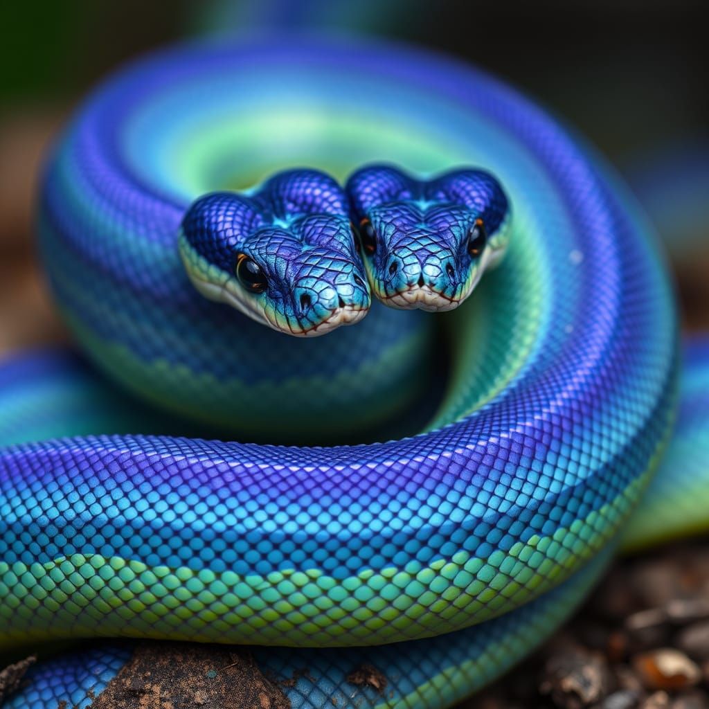 Breathtaking Two-Headed Serpent in Vibrant Colors