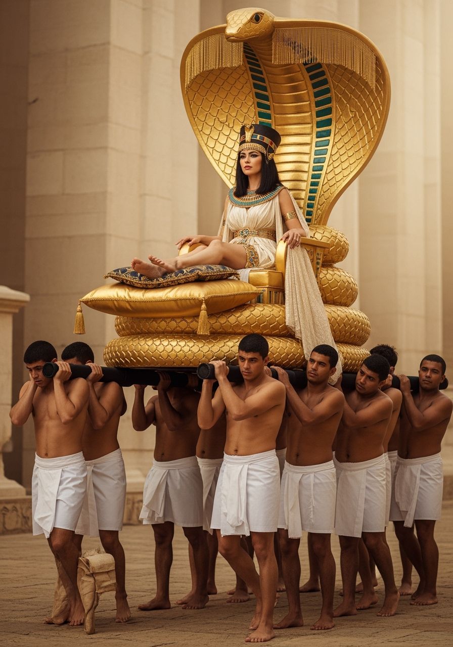 Egyptian Queen on Golden Throne: Professional Photography