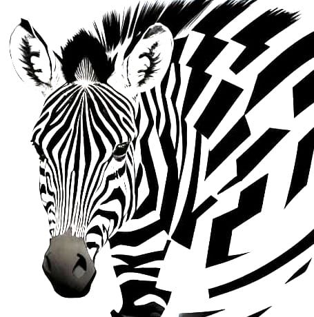 Zebra Portrait in Abstract Cubist Style