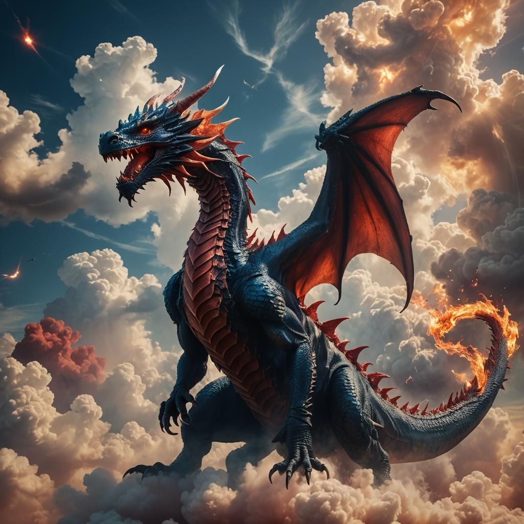 Fiery Dragon in a World of Clouds