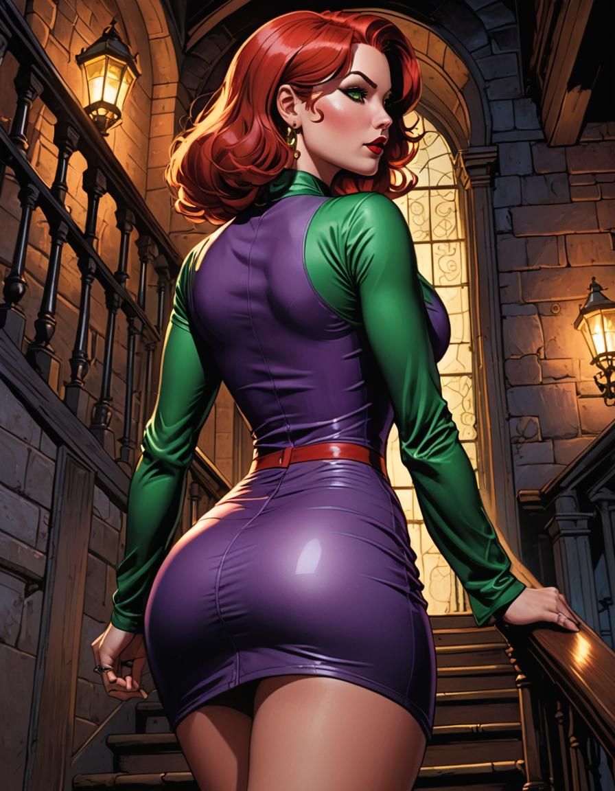 Daphne Blake Climbing Haunted Castle Staircase