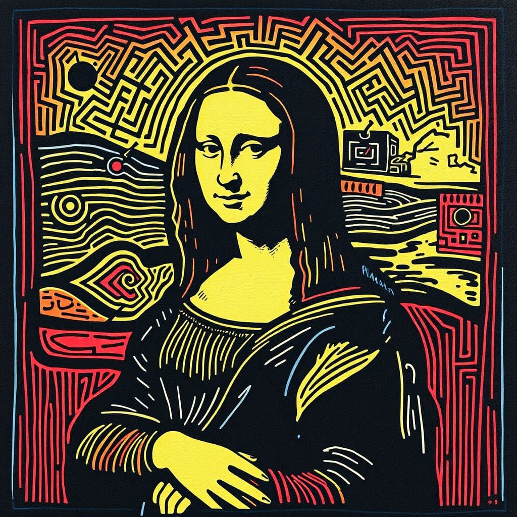 Mona Lisa in Keith Haring Pop Art Style