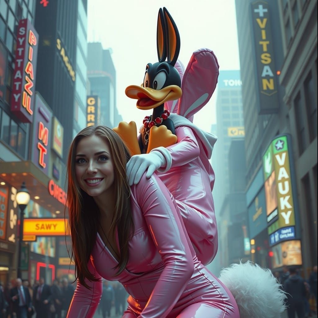 Quacking Giantess Bunny in Latex