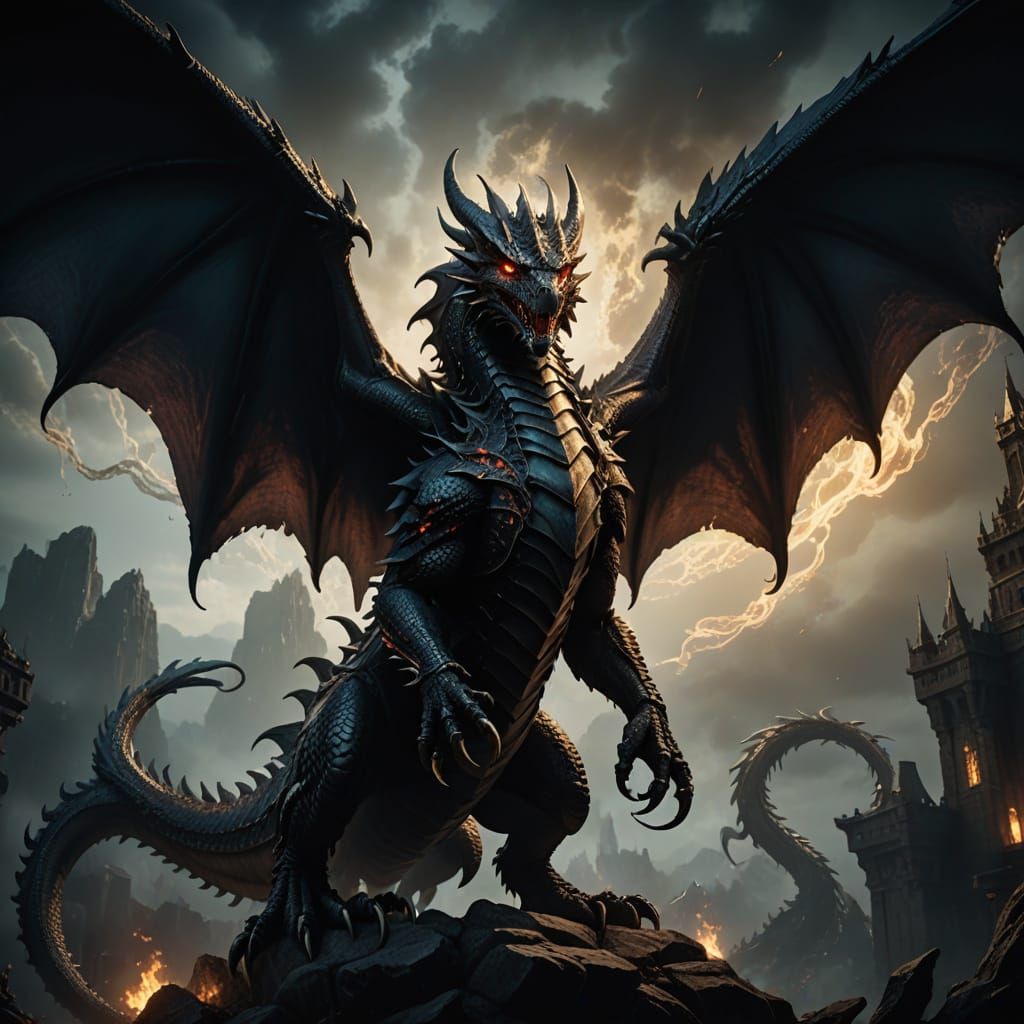 Hyper-Realistic Bronze Wyvern with Ectoplasm Details in Vant...