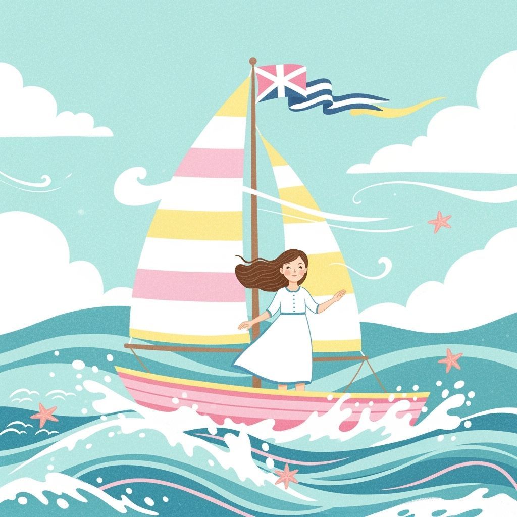 Pastel Dream: Girl Sailing in Nautical Style