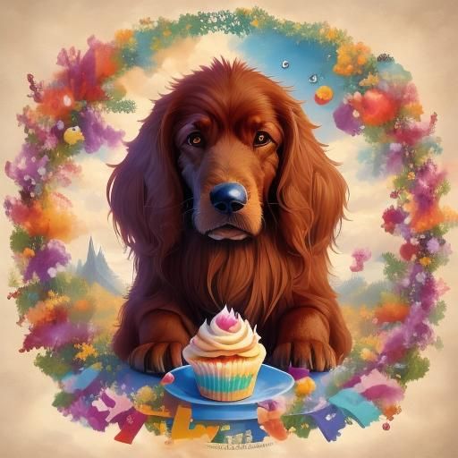 Anime Style Irish Setter Cupcake Logo