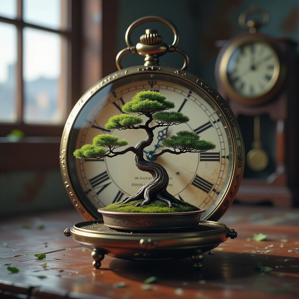 Bonsai Tree in Pocket Watch: Fantasy Concept Art