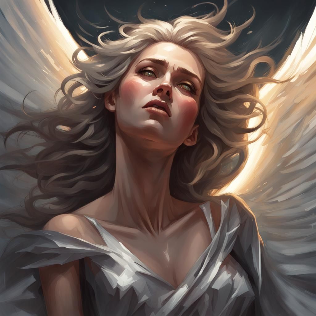 Fallen Angel Portrait in Art Nouveau Style