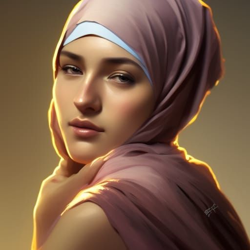 Beautiful Muslim Portrait in Detailed Digital Art