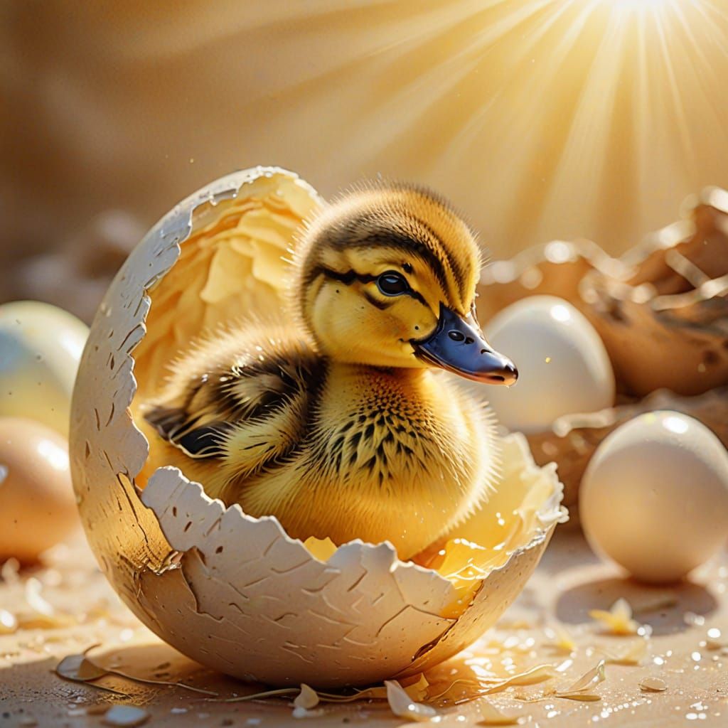 Whimsical Watercolor Duckling Emerges