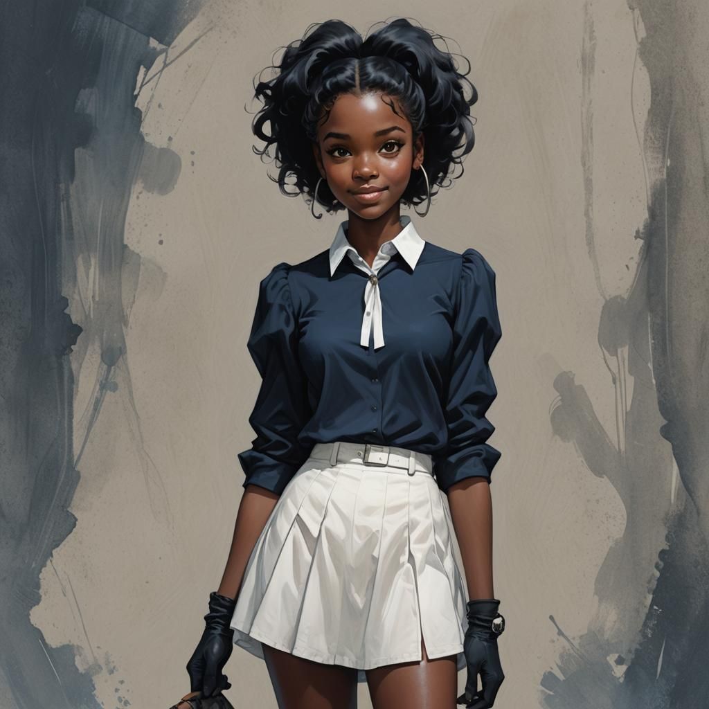 Dark-Skinned Girl in Vibrant Fantasy Attire