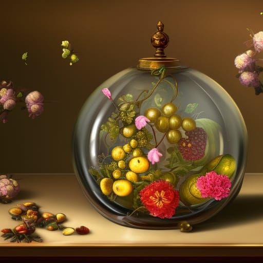 Renaissance Sphere Reflecting Flowers and Fruits