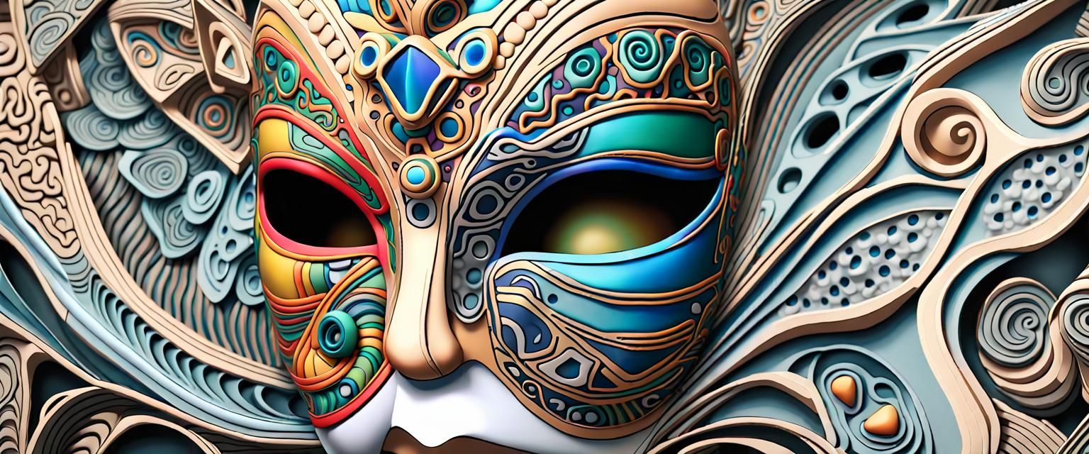 Polyanthropomorphic Mask with Celtic Fractal Design