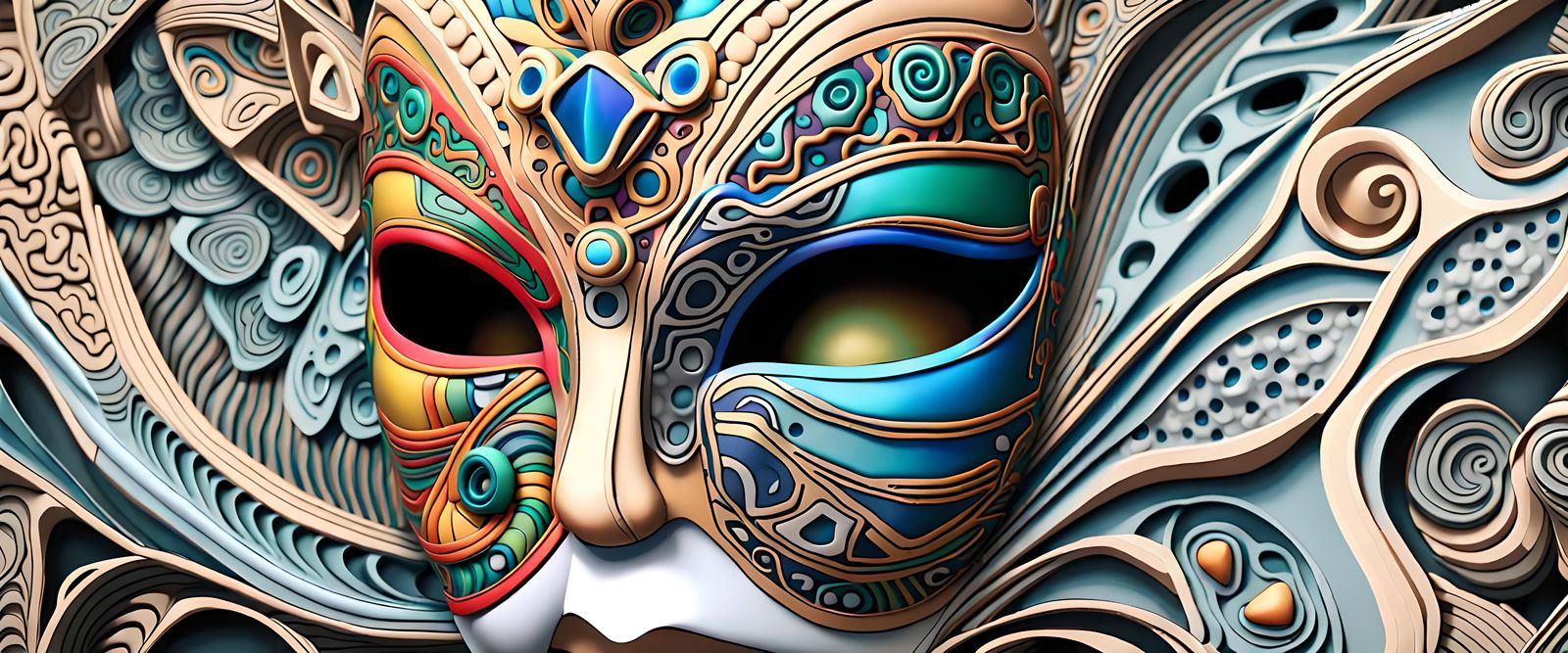 Celtic Mask with Fractal Quantum Zentangle Details