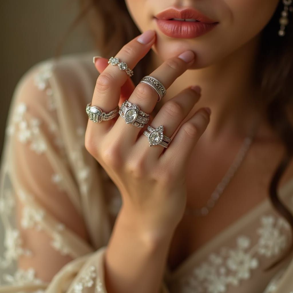 Silver Jewelry Close-Up with Soft Focus and Bokeh
