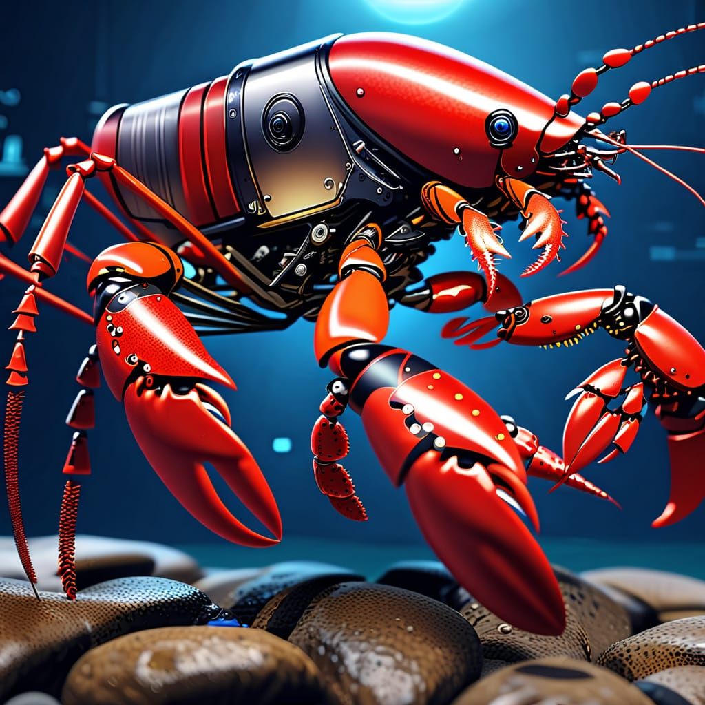 Robot Lobster Battles Samurai in 4K