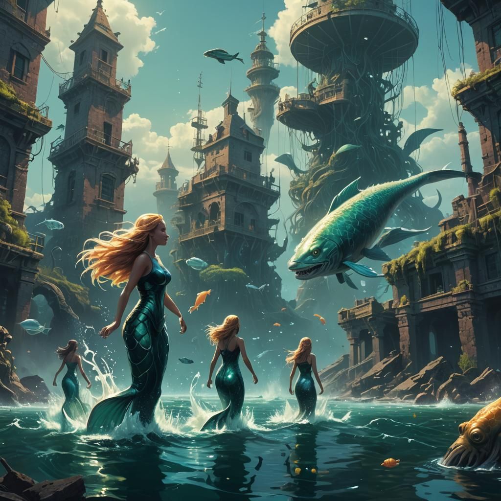 Underwater Fantasy World: Mermaids and Sea Monsters