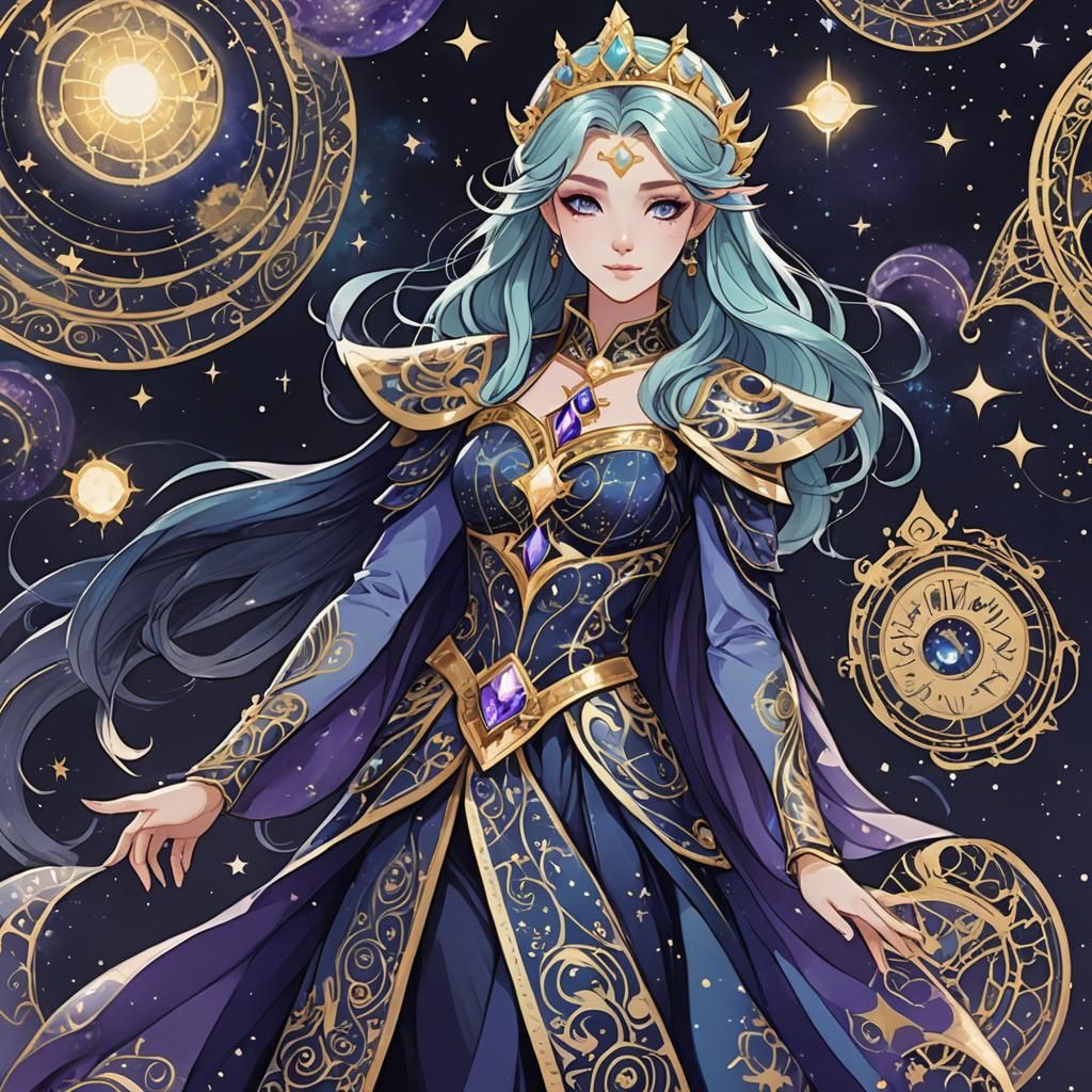 Celestial Sorceress Lyra Starwind: 3D Anime Art