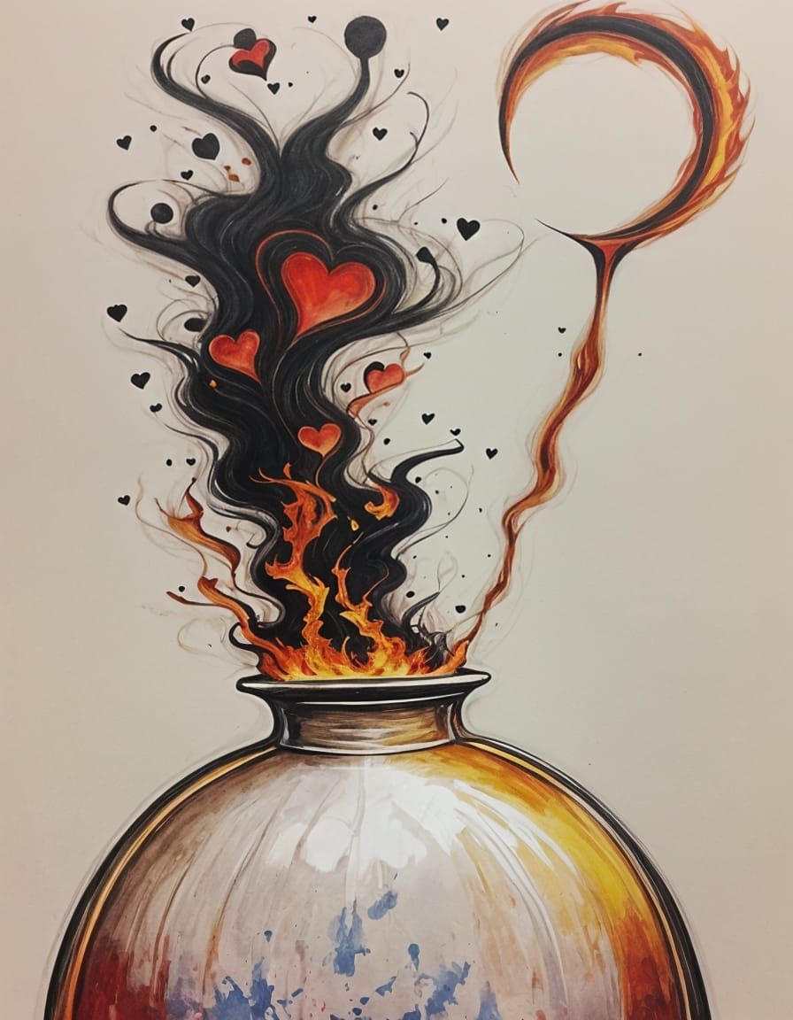 A Flaming Heart in Fiery Elegance