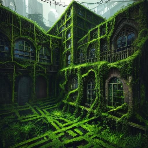 Abandoned Metropolis Enveloped in Verdant Decay