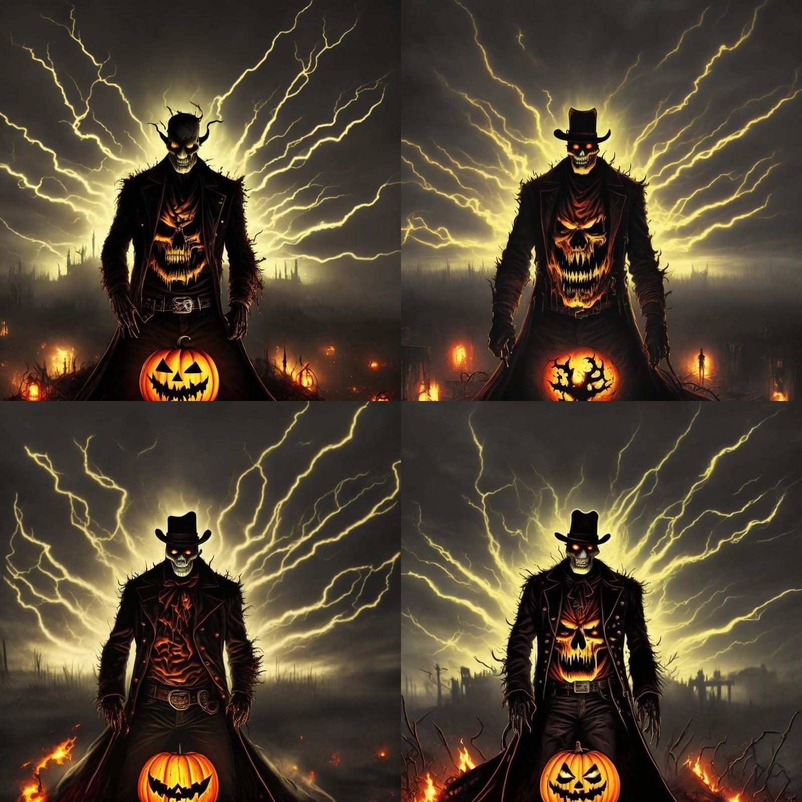 Withered Jack O'Lantern Hybrid in Eerie Halloween Night