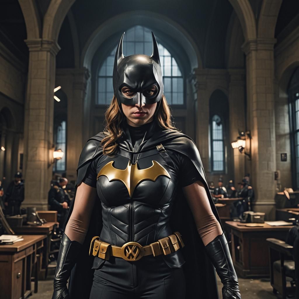 Batgirl in Baroque Gotham Police Station