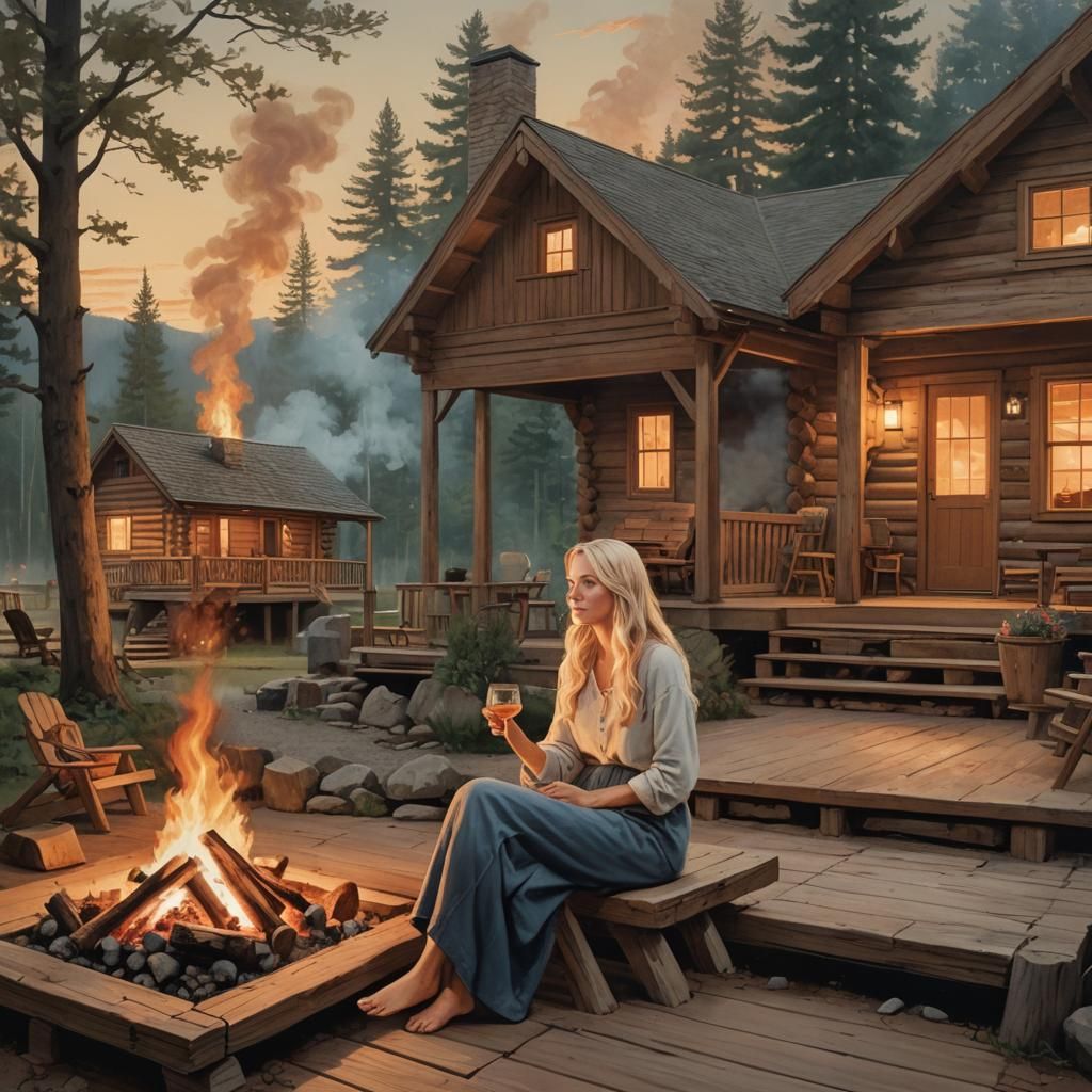 Enchanting Campfire Scene in Dark Fantasy Style