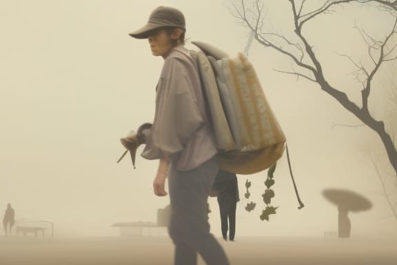 Man in Polluted Land: Dramatic Digital Painting