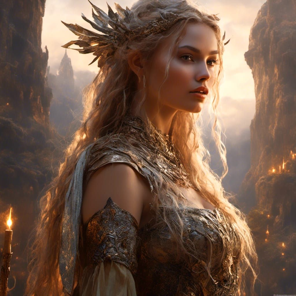 Ethereal Elf Maiden Portrait in High Fantasy Style