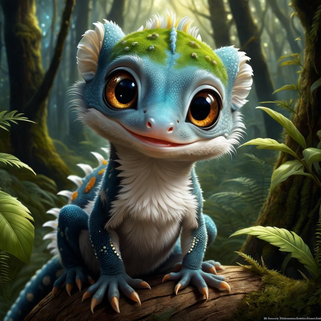 Adorable Fluffy Alien Creature in Enchanted Forest