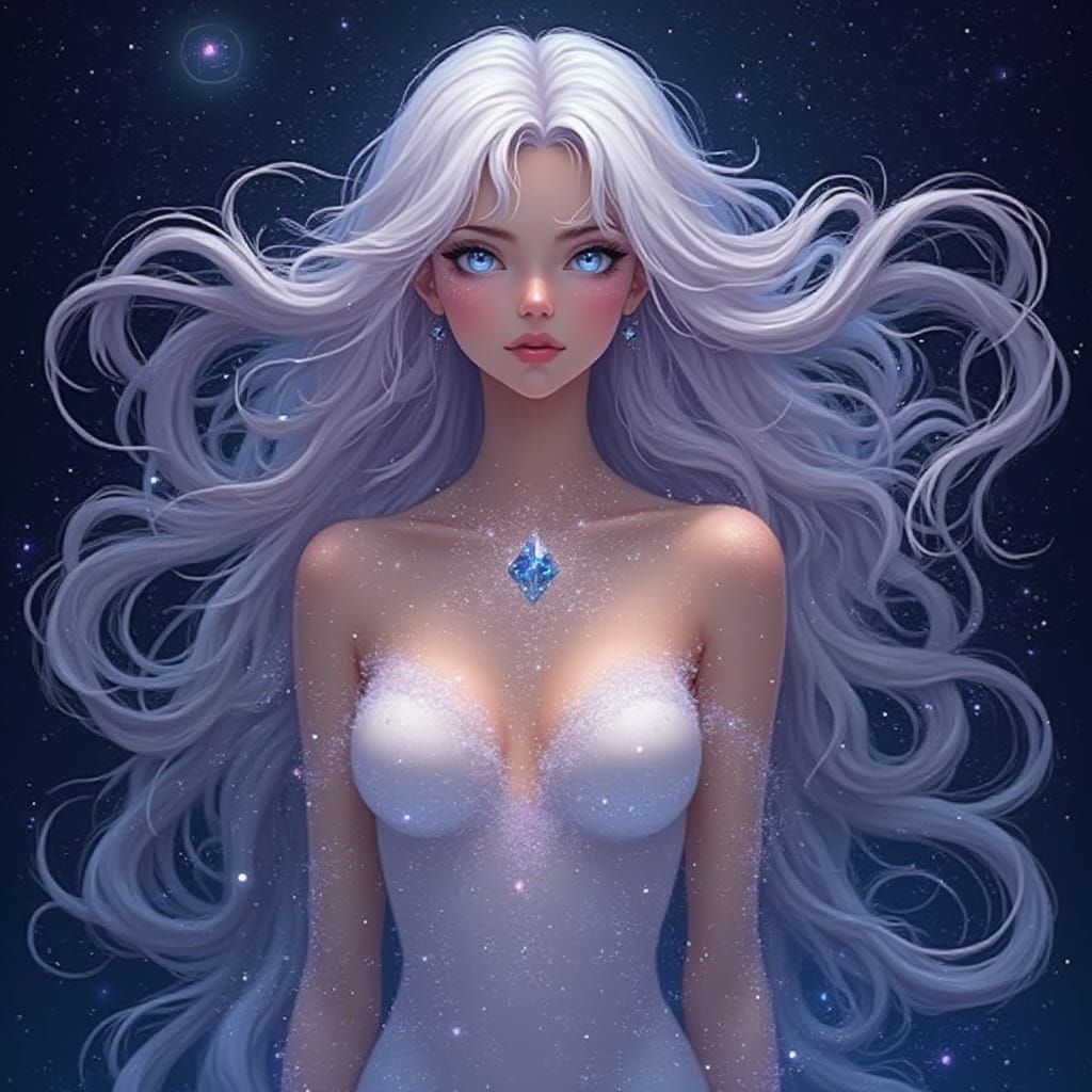 Ethereal Stardust Being in Anime Style