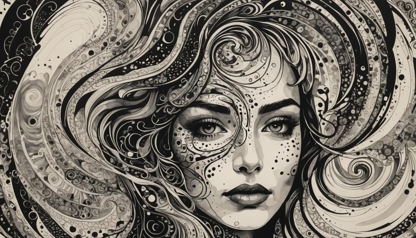 Abstract Ink Poster of a Woman's Face