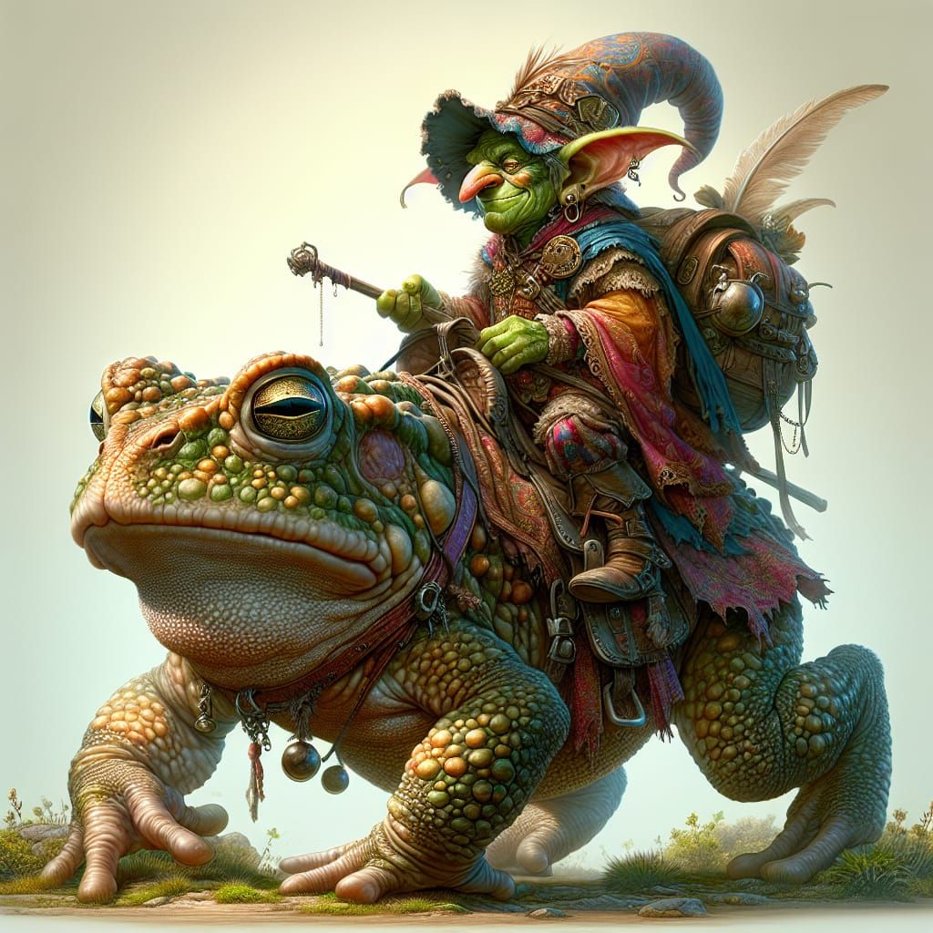 Goblin Rider on Toad: A Fantasy Illustration