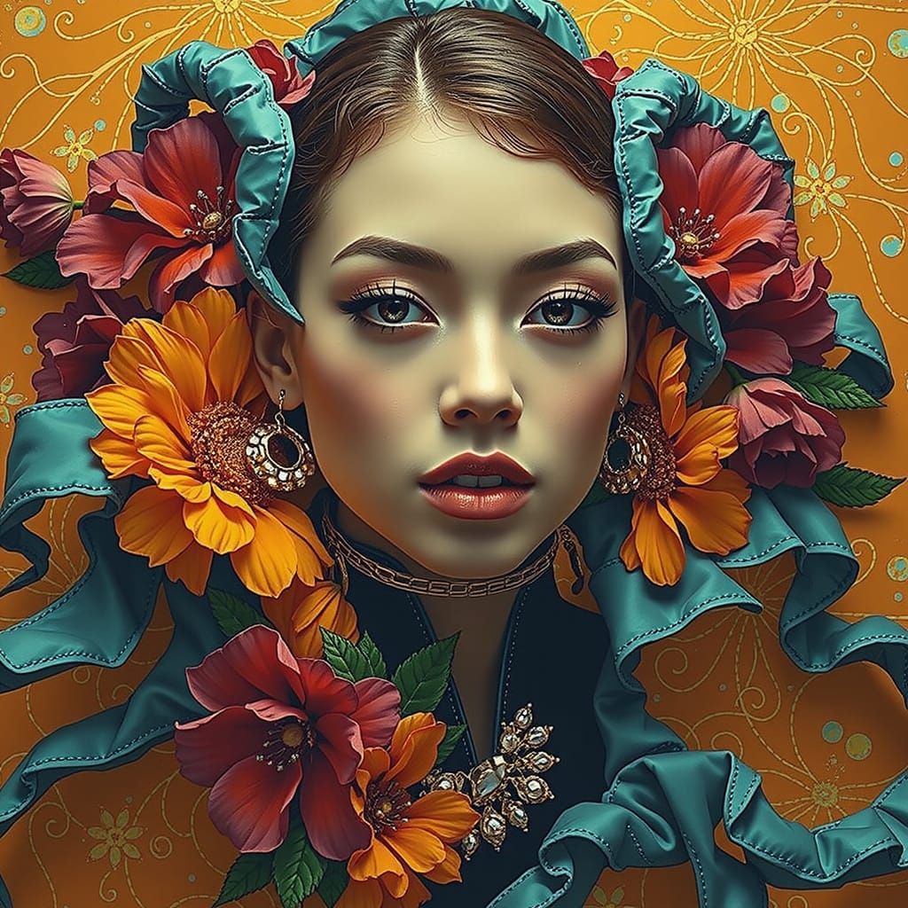 Psychedelic Floral Garden in Bold Tropical Hues