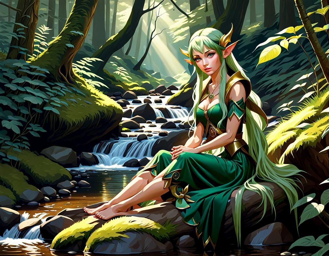 Forest Elf Portrait with Volumetric Lighting