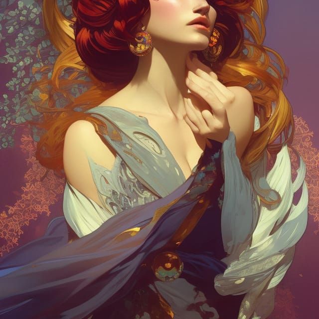 Elegant Queen in Gouache Style Concept Art