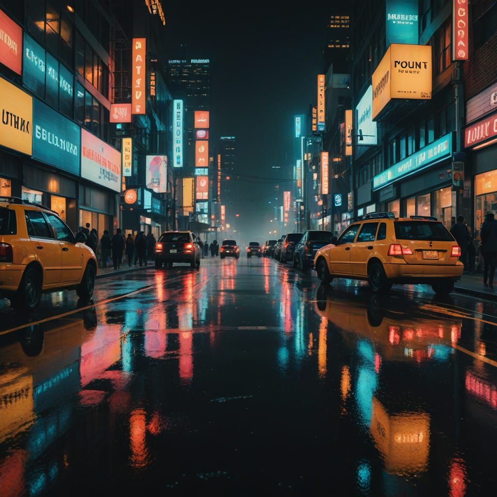 Vibrant Neon Cityscape at Night