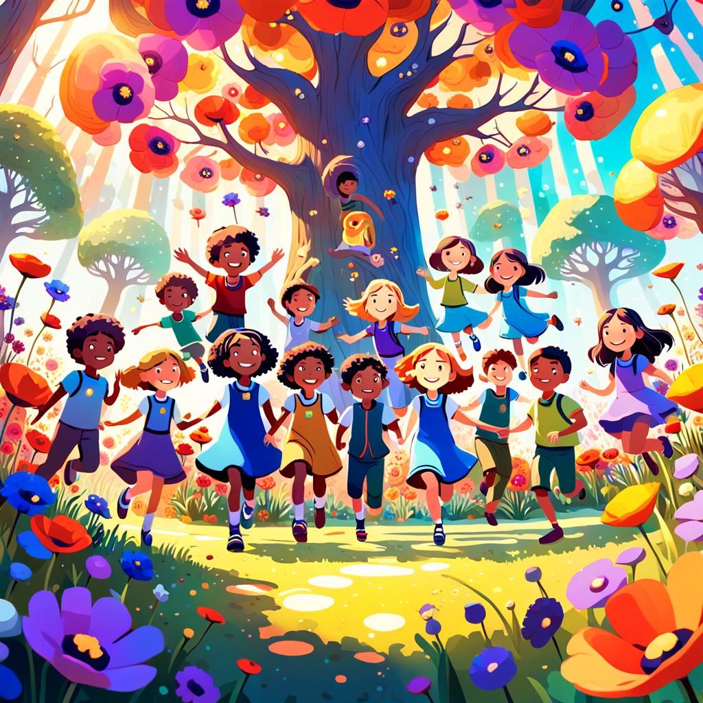 Whimsical Garden Scene Concept Art