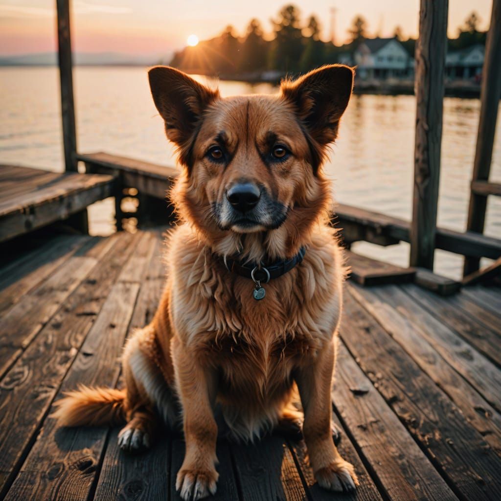 Dog in Warm Sunset Light